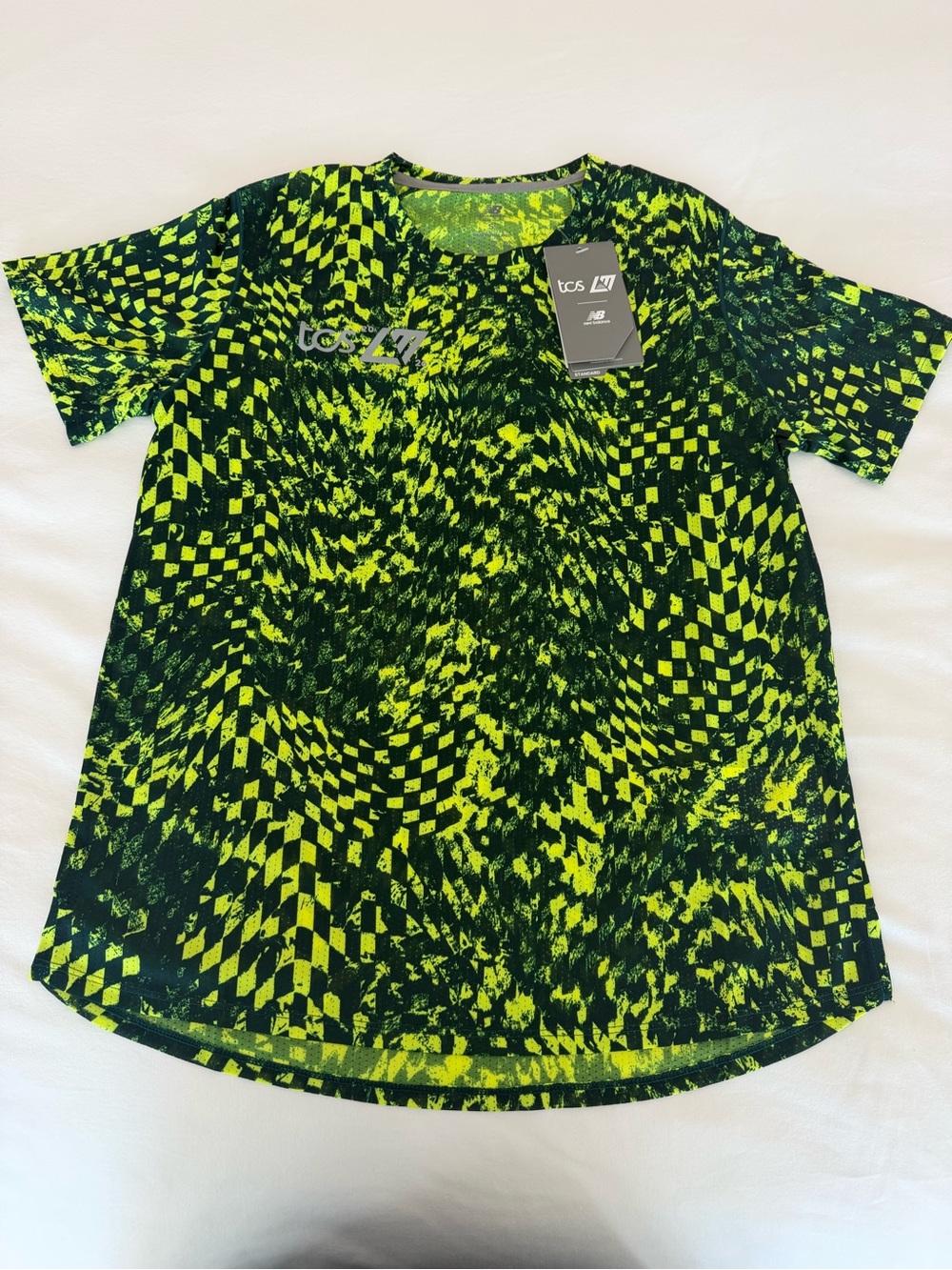 New Balance Neon Green And Black Graphic Running Tee